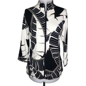 NWT Weekends by Chico Full Zip Leaves Abstract Long Sleeve Jacket Size 2